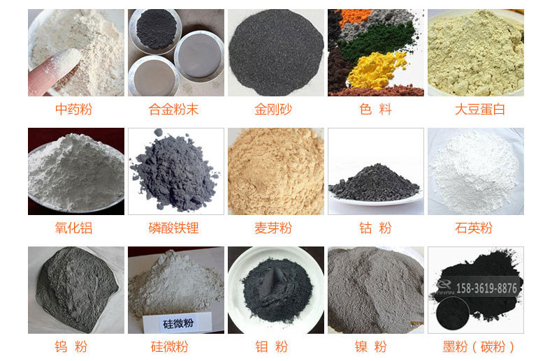 气体保护超声波振动筛的行业应用：中药粉，合金粉末，金刚砂，色料，大豆蛋白，氧化铝，磷酸铁锂，麦芽粉，钴粉，石英粉，钨粉，硅微粉，钼粉，墨粉。