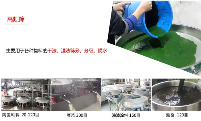 用于各种物料的干法，湿法，分级，脱水等功能
